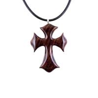 Wooden Cross Necklace, Wood Cross Pendant, Hand Carved Mens Christian Jewelry, One of a Kind Gift for Him