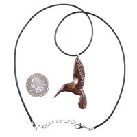 Hummingbird Pendant, Hand Carved Wooden Bird Necklace, One of a Kind Gift for Her, Handmade Wood Jewelry