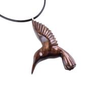 Hummingbird Pendant, Hand Carved Wooden Bird Necklace, One of a Kind Gift for Her, Handmade Wood Jewelry
