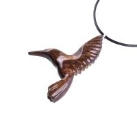 Hummingbird Pendant, Hand Carved Wooden Bird Necklace, One of a Kind Gift for Her, Handmade Wood Jewelry