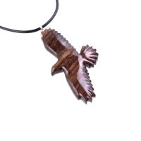 Hand Carved Raven Pendant, Wooden Crow Necklace, Wood Bird Jewelry for Men Women