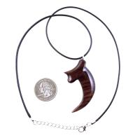 Wooden Bear Claw Pendant, Hand Carved Bear Claw Necklace, Mens Wood Pendant, Tribal Totem Jewelry, One of a Kind Gift for Him