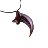 Wooden Bear Claw Pendant, Hand Carved Bear Claw Necklace, Mens Wood Pendant, Tribal Totem Jewelry, One of a Kind Gift for Him