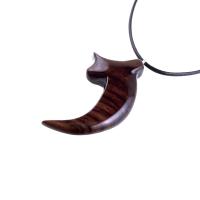 Wooden Bear Claw Pendant, Hand Carved Bear Claw Necklace, Mens Wood Pendant, Tribal Totem Jewelry, One of a Kind Gift for Him