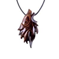 Wolf Pendant, Wooden Wolf Necklace, Hand Carved Wood Spirit Animal Totem, Woodland Jewelry for Men or Women, One of a Kind Gift