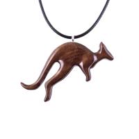 Kangaroo Necklace, Hand Carved Wooden Kangaroo Pendant, Wood Necklace, Spirit Animal Jewelry, Gift for Men or Women