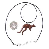 Kangaroo Necklace, Hand Carved Wooden Kangaroo Pendant, Wood Necklace, Spirit Animal Jewelry, Gift for Men or Women