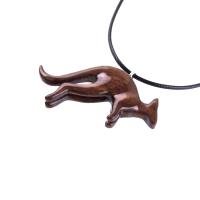 Kangaroo Necklace, Hand Carved Wooden Kangaroo Pendant, Wood Necklace, Spirit Animal Jewelry, Gift for Men or Women