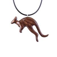 Kangaroo Necklace, Hand Carved Wooden Kangaroo Pendant, Wood Necklace, Spirit Animal Jewelry, Gift for Men or Women