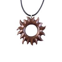 Wooden Sun Pendant, Hand Carved Sun Necklace, Celestial Jewelry, Solar Eclipse Wood Jewelry for Men Women