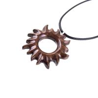 Wooden Sun Pendant, Hand Carved Sun Necklace, Celestial Jewelry, Solar Eclipse Wood Jewelry for Men Women