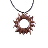 Wooden Sun Pendant, Hand Carved Sun Necklace, Celestial Jewelry, Solar Eclipse Wood Jewelry for Men Women