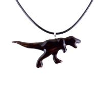 Dinosaur Pendant, Hand Carved Wooden T-Rex Necklace for Men or Women, Tyrannosaurus Necklace, Wood Reptile Jurassic Jewelry