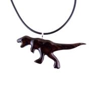 Dinosaur Pendant, Hand Carved Wooden T-Rex Necklace for Men or Women, Tyrannosaurus Necklace, Wood Reptile Jurassic Jewelry