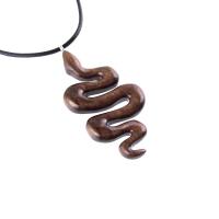 Snake Pendant, Hand Carved Wooden Snake Necklace, Wood Serpent Necklace, Reptile Jewelry, One of a Kind Gift for Her Him