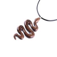 Snake Pendant, Hand Carved Wooden Snake Necklace, Wood Serpent Necklace, Reptile Jewelry, One of a Kind Gift for Her Him