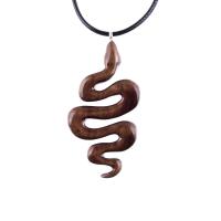 Snake Pendant, Hand Carved Wooden Snake Necklace, Wood Serpent Necklace, Reptile Jewelry, One of a Kind Gift for Her Him
