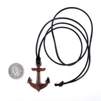 Wooden Anchor Pendant, Hand Carved Sailor Necklace, Mens Nautical Wood Jewelry, One of a Kind Gift for Him