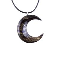 Hand Carved Moon Necklace, Wooden Crescent Moon Pendant, Wood Celestial Necklace, Pagan Lunar Jewelry for Men or Women