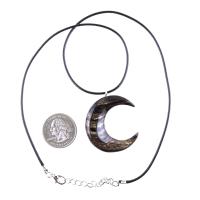 Hand Carved Moon Necklace, Wooden Crescent Moon Pendant, Wood Celestial Necklace, Pagan Lunar Jewelry for Men or Women