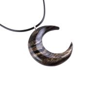 Hand Carved Moon Necklace, Wooden Crescent Moon Pendant, Wood Celestial Necklace, Pagan Lunar Jewelry for Men or Women