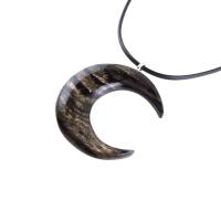 Hand Carved Moon Necklace, Wooden Crescent Moon Pendant, Wood Celestial Necklace, Pagan Lunar Jewelry for Men or Women