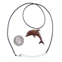 Hand Carved Dolphin Necklace, Wooden Dolphin Pendant for Men Women, Sea Animal Wood Jewelry, Nautical Gift for Him Her