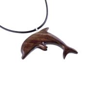 Hand Carved Dolphin Necklace, Wooden Dolphin Pendant for Men Women, Sea Animal Wood Jewelry, Nautical Gift for Him Her