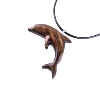Hand Carved Dolphin Necklace, Wooden Dolphin Pendant for Men Women, Sea Animal Wood Jewelry, Nautical Gift for Him Her