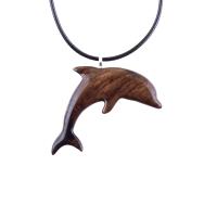 Hand Carved Dolphin Necklace, Wooden Dolphin Pendant for Men Women, Sea Animal Wood Jewelry, Nautical Gift for Him Her
