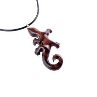 Wooden Lizard Pendant, Hand Carved Gecko Necklace, Salamander Necklace, Reptile Wood Jewelry for Men or Women