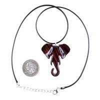 Elephant Necklace, Wooden Elephant Pendant for Men or Women, Hand Carved Spiritual Animal Necklace, Wood Jewelry for Men Women