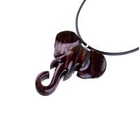 Elephant Necklace, Wooden Elephant Pendant for Men or Women, Hand Carved Spiritual Animal Necklace, Wood Jewelry for Men Women
