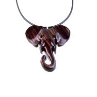 Elephant Necklace, Wooden Elephant Pendant for Men or Women, Hand Carved Spiritual Animal Necklace, Wood Jewelry for Men Women