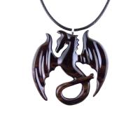 Wooden Dragon Pendant, Hand Carved Dragon Necklace, One of a Kind Fantasy Wood Necklace for Men or Women, Gift for Her Him