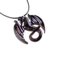 Wooden Dragon Pendant, Hand Carved Dragon Necklace, One of a Kind Fantasy Wood Necklace for Men or Women, Gift for Her Him