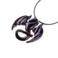 Wooden Dragon Pendant, Hand Carved Dragon Necklace, One of a Kind Fantasy Wood Necklace for Men or Women, Gift for Her Him