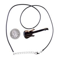 Bass Electric Guitar Pendant Necklace, Hand Carved Wooden Guitar Player Gift, Musical Instrument Wood Jewelry for Him or Her