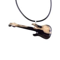 Bass Electric Guitar Pendant Necklace, Hand Carved Wooden Guitar Player Gift, Musical Instrument Wood Jewelry for Him or Her