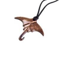 Hand Carved Manta Ray Necklace, Wooden Stingray Pendant, Mens Wood Necklace, Nautical Jewelry, One of a Kind Gift for Him
