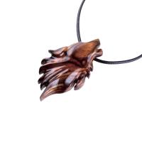 Carved Wolf Pendant, Wooden Wolf Necklace, Spirit Animal Totem, Handmade Wood Jewelry for Men or Women, One of a Kind Gift