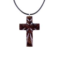 Wood Cross Necklace, Hand Carved Wooden Cross Pendant, Christian Jewelry, One of a Kind Gift for Him Her