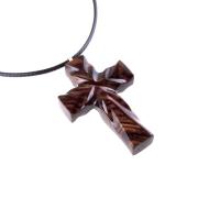 Wood Cross Necklace, Hand Carved Wooden Cross Pendant, Christian Jewelry, One of a Kind Gift for Him Her