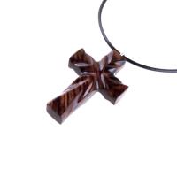 Wood Cross Necklace, Hand Carved Wooden Cross Pendant, Christian Jewelry, One of a Kind Gift for Him Her