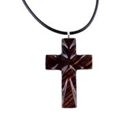 Wood Cross Necklace, Hand Carved Wooden Cross Pendant, Christian Jewelry, One of a Kind Gift for Him Her