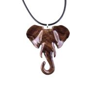 Elephant Pendant, Hand Carved Wooden Elephant Necklace for Men Women, Ganesha Spiritual Animal Jewelry, One of a Kind Gift