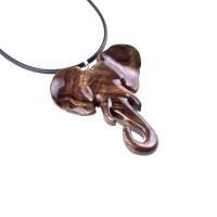 Elephant Pendant, Hand Carved Wooden Elephant Necklace for Men Women, Ganesha Spiritual Animal Jewelry, One of a Kind Gift