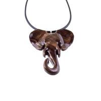 Elephant Pendant, Hand Carved Wooden Elephant Necklace for Men Women, Ganesha Spiritual Animal Jewelry, One of a Kind Gift