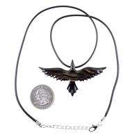 Flying Raven Necklace, Hand Carved Wooden Raven Pendant, Crow Necklace for Men or Women, Wood Bird Pendant, Totem Jewelry