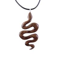 Hand Carved Wooden Snake Pendant, Snake Necklace, Wood Reptile Pendant, Totem Spirit Animal Serpent Jewelry Gift for Him Her
